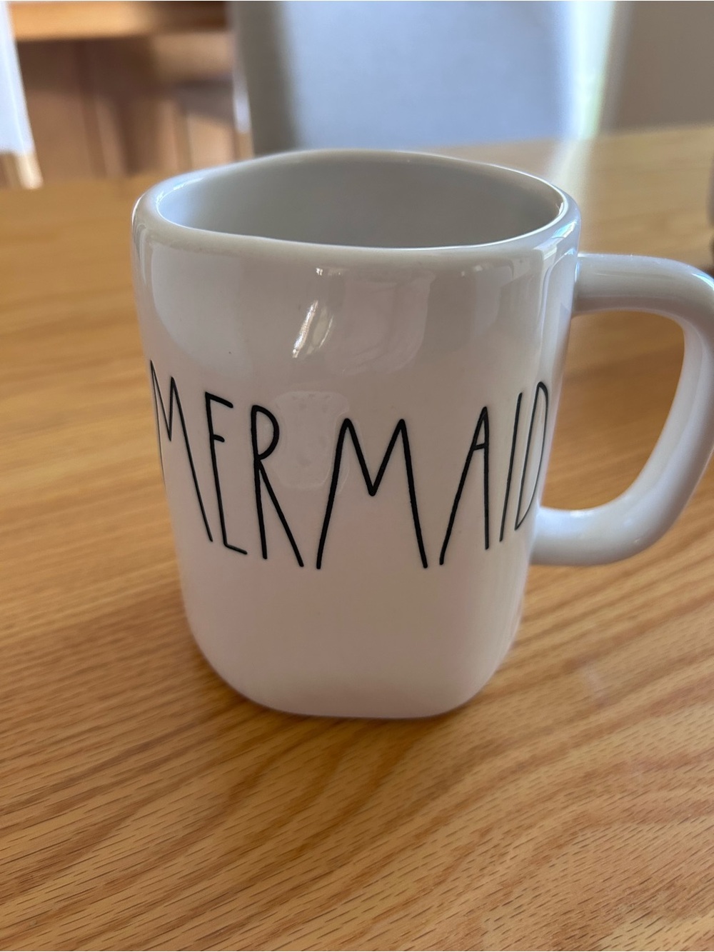 Rae Dunn White Ceramic 'MERMAID' Coffee Mug with Black Lettering